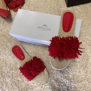 Pretty You Tassel Jute Slider Sandal